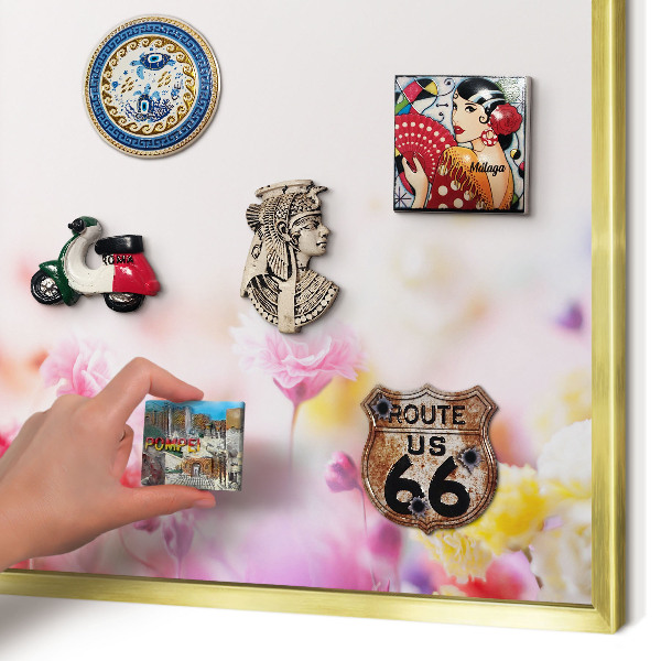 Tableau pour aimants cadre doré Fleurs pastel