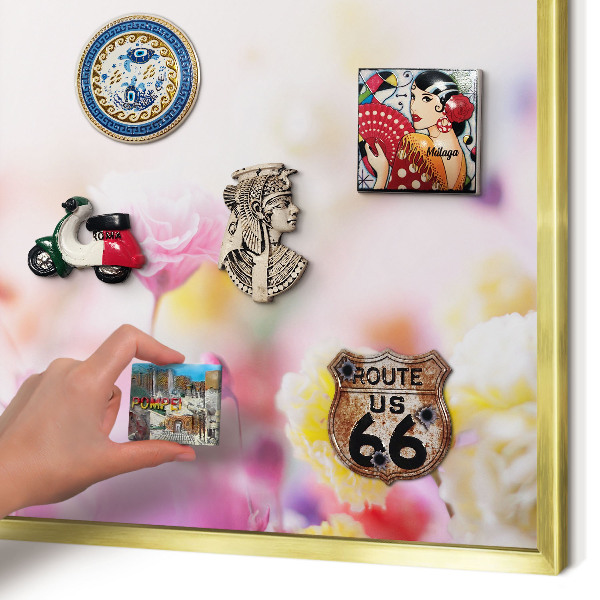 Tableau pour aimants cadre doré Fleurs pastel