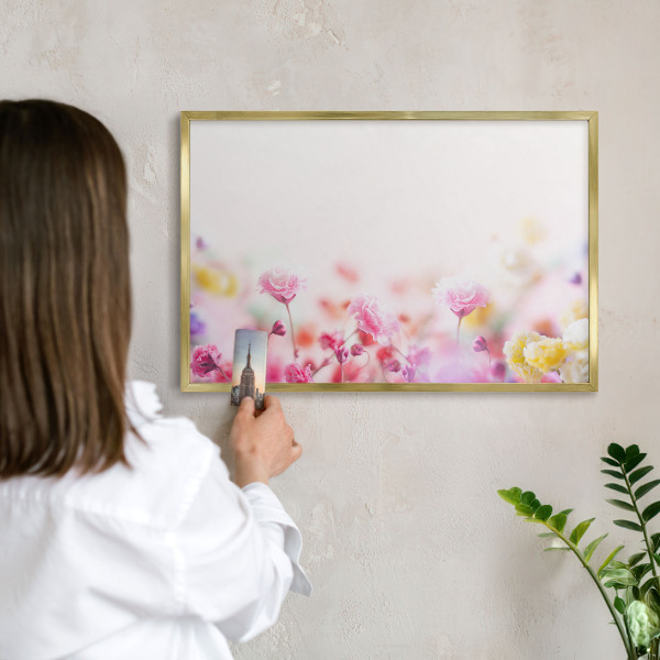 Tableau pour aimants cadre doré Fleurs pastel