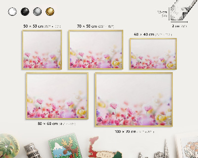 Tableau pour aimants cadre doré Fleurs pastel