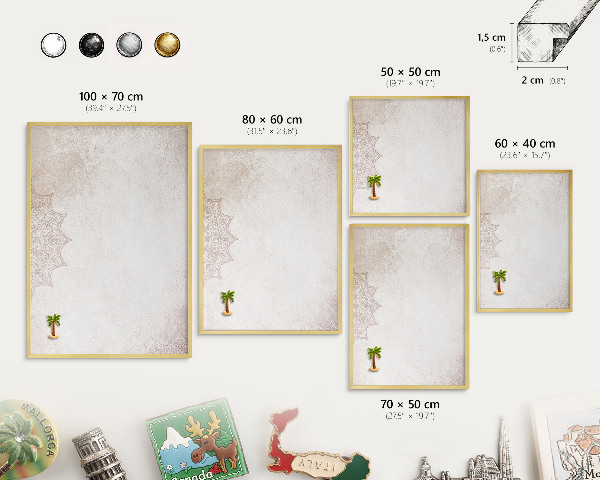 Tableau pour aimants cadre doré Motifs ethniques