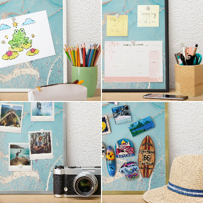 Tableau magnétique avec cadre de couleur dorée Élégance turquoise