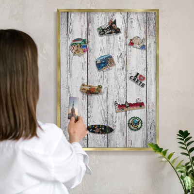 Tableau magnétique avec cadre de couleur dorée Bois rustique