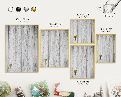 Tableau magnétique avec cadre de couleur dorée Bois rustique