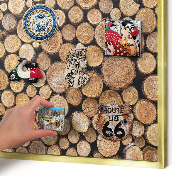 Tableau pour aimants cadre doré Cercles en bois