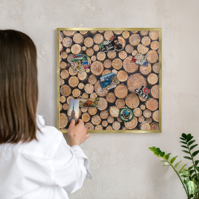 Tableau pour aimants cadre doré Cercles en bois