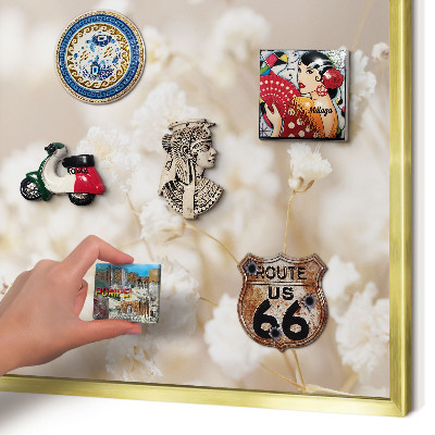 Tableau pour aimants cadre doré Fleurs beiges