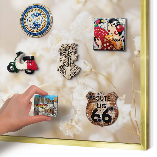 Tableau pour aimants cadre doré Fleurs beiges
