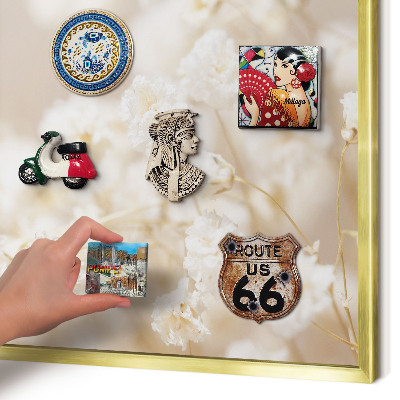 Tableau pour aimants cadre doré Fleurs beiges