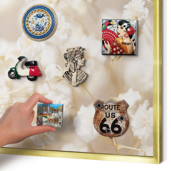 Tableau pour aimants cadre doré Fleurs beiges