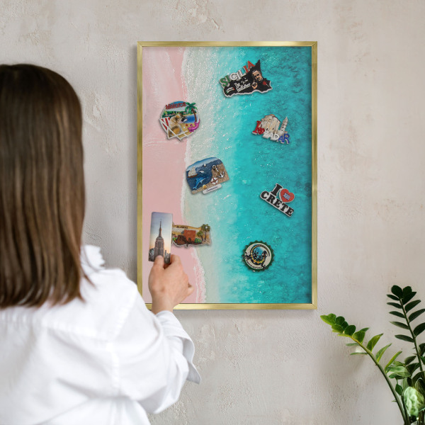 Tableau pour aimants cadre doré Détente estivale