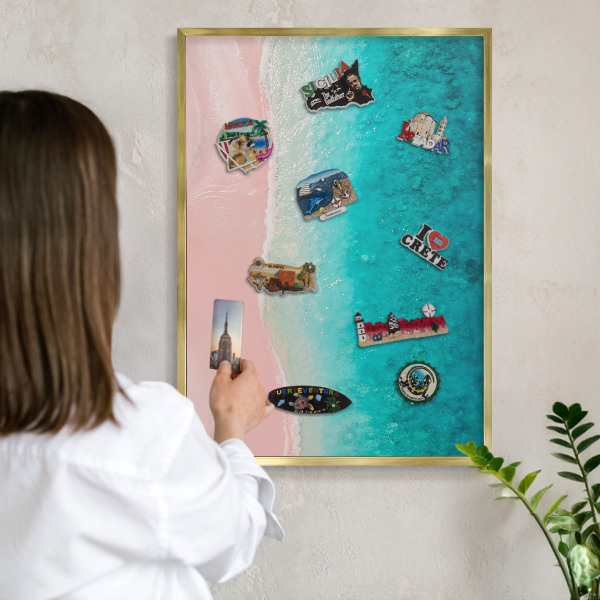 Tableau pour aimants cadre doré Détente estivale