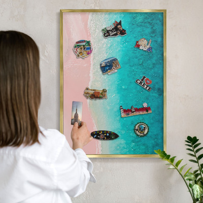 Tableau pour aimants cadre doré Détente estivale