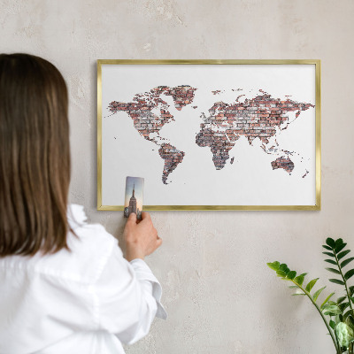 Tableau magnétique avec cadre de couleur dorée Le monde de briques