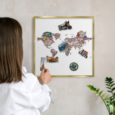 Tableau magnétique avec cadre de couleur dorée Le monde de briques