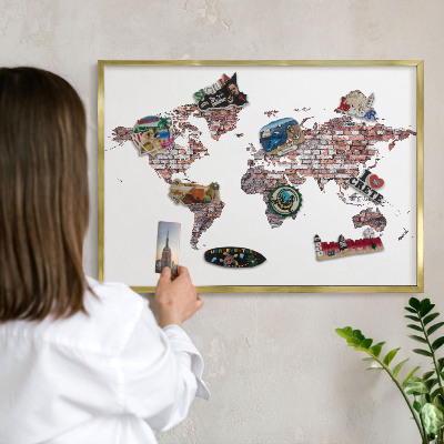 Tableau magnétique avec cadre de couleur dorée Le monde de briques