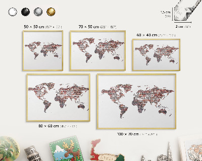 Tableau magnétique avec cadre de couleur dorée Le monde de briques