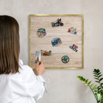 Tableau pour aimants cadre doré Planches de bois