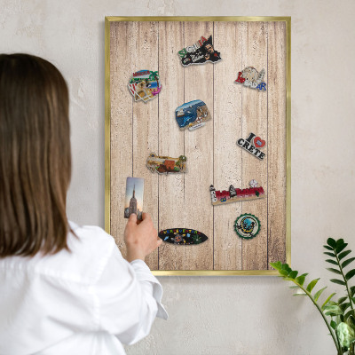Tableau pour aimants cadre doré Planches de bois