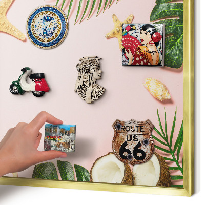 Tableau magnétique avec cadre de couleur dorée Vacances tropicales