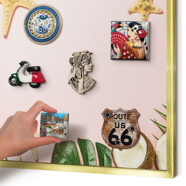 Tableau magnétique avec cadre de couleur dorée Vacances tropicales