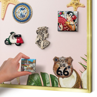 Tableau magnétique avec cadre de couleur dorée Vacances tropicales