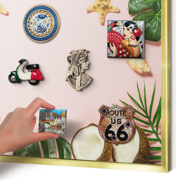 Tableau magnétique avec cadre de couleur dorée Vacances tropicales