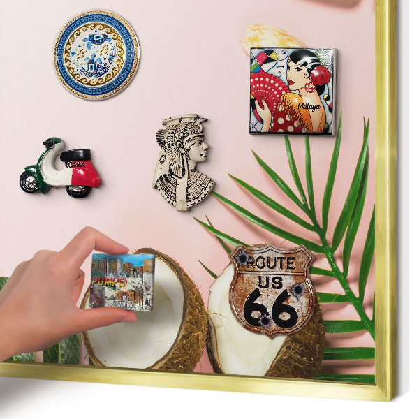 Tableau magnétique avec cadre de couleur dorée Vacances tropicales