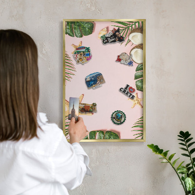 Tableau magnétique avec cadre de couleur dorée Vacances tropicales