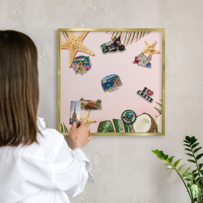 Tableau magnétique avec cadre de couleur dorée Vacances tropicales