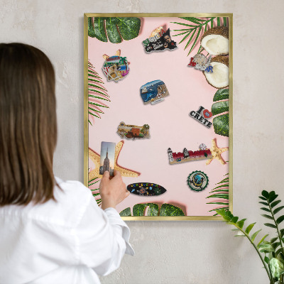 Tableau magnétique avec cadre de couleur dorée Vacances tropicales