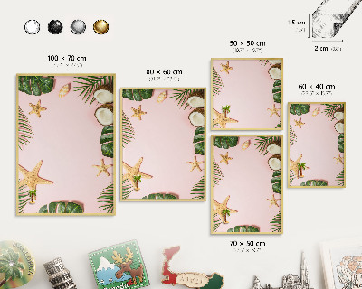 Tableau magnétique avec cadre de couleur dorée Vacances tropicales