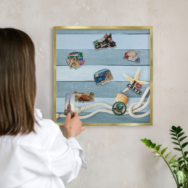 Tableau pour aimants cadre doré Climat maritime