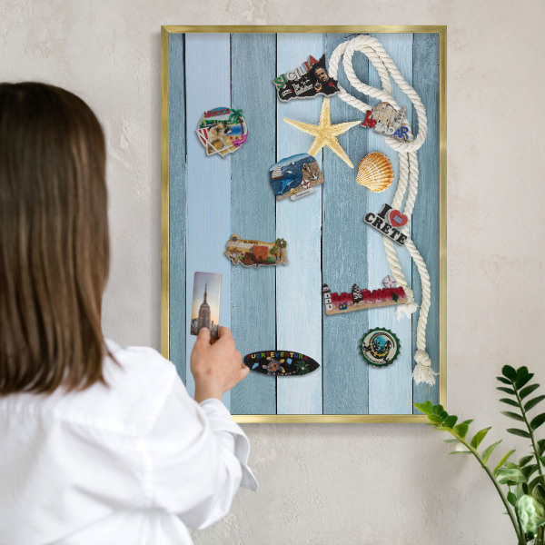 Tableau pour aimants cadre doré Climat maritime