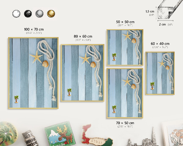 Tableau pour aimants cadre doré Climat maritime