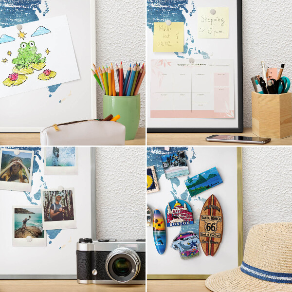 Tableau magnétique avec cadre de couleur dorée Carte à l'aquarelle