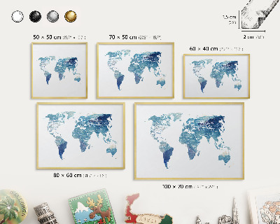 Tableau magnétique avec cadre de couleur dorée Carte à l'aquarelle