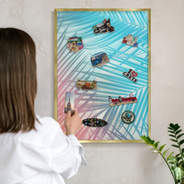 Tableau pour aimants cadre doré Élégance tropicale