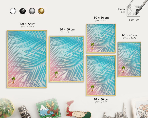 Tableau pour aimants cadre doré Élégance tropicale