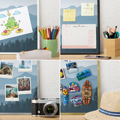 Tableau magnétique avec cadre de couleur dorée Harmonie des montagnes