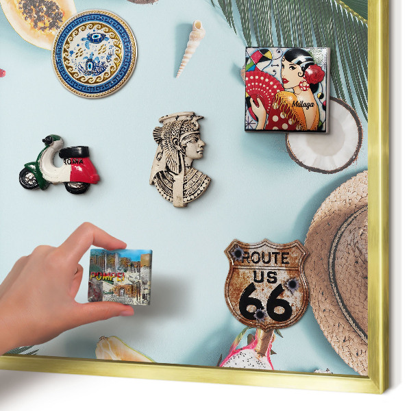Tableau pour aimants cadre doré Vacances tropicales