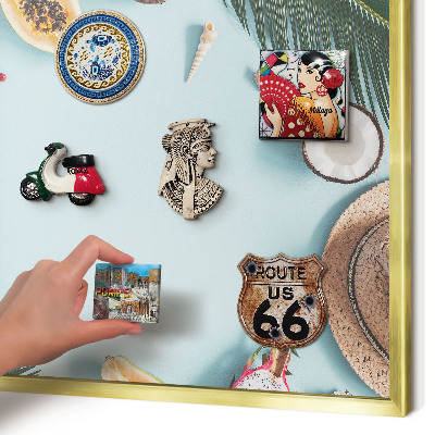 Tableau pour aimants cadre doré Vacances tropicales