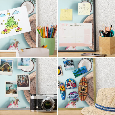 Tableau pour aimants cadre doré Vacances tropicales