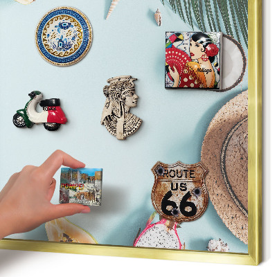 Tableau pour aimants cadre doré Vacances tropicales
