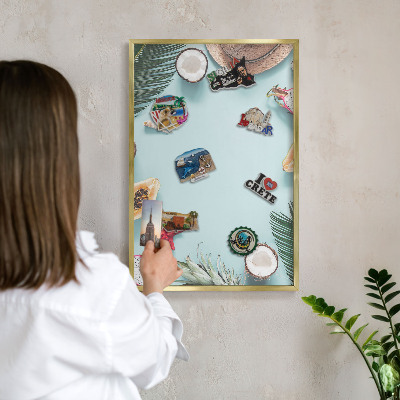 Tableau pour aimants cadre doré Vacances tropicales