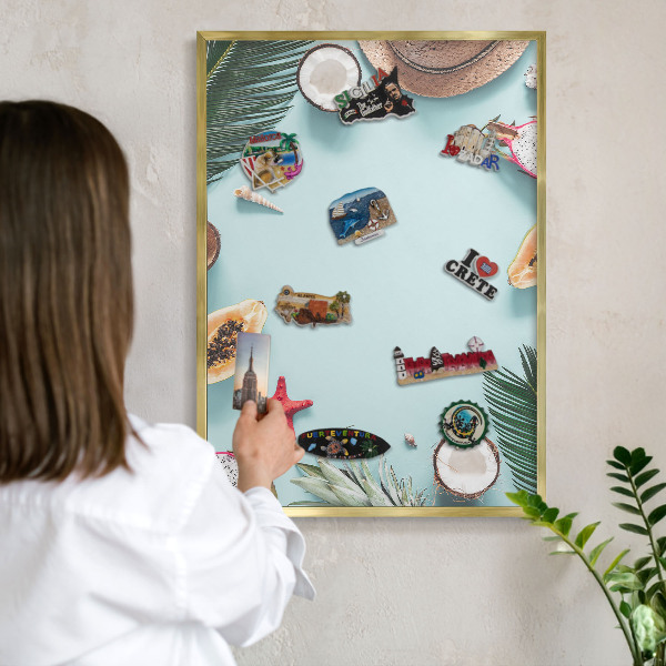 Tableau pour aimants cadre doré Vacances tropicales