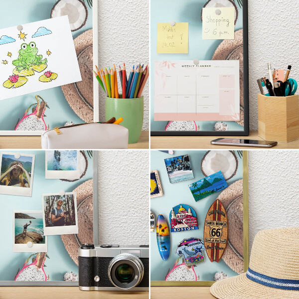Tableau pour aimants cadre doré Vacances tropicales