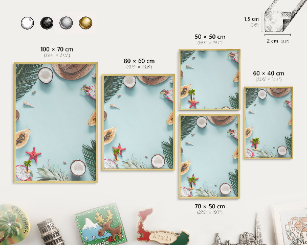 Tableau pour aimants cadre doré Vacances tropicales