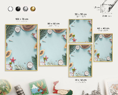Tableau pour aimants cadre doré Vacances tropicales