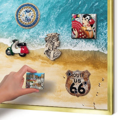 Tableau magnétique avec cadre de couleur dorée Mer et plage